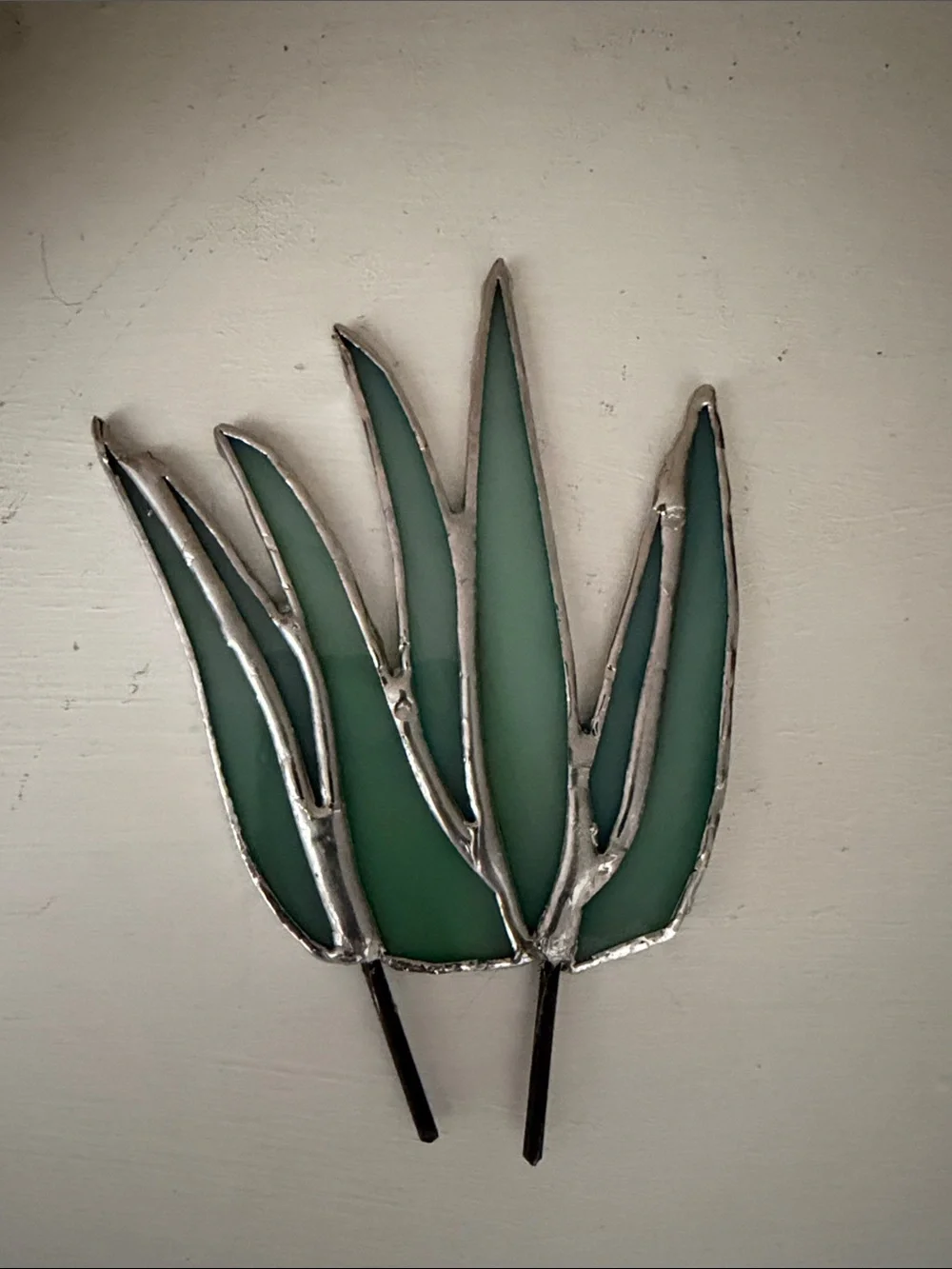Handmade Stained Glass Agave Plant - Green